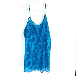 Vintage Inner Most Blue Rose Print Slip Sz 2X
